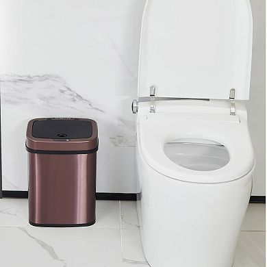 Ninestars Rectangular 3-Gallon Stainless Steel Motion Sensor Trash Can