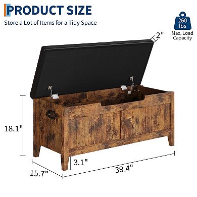 Storage Bench with Flip-Top Lid and Padded Cushion Seat