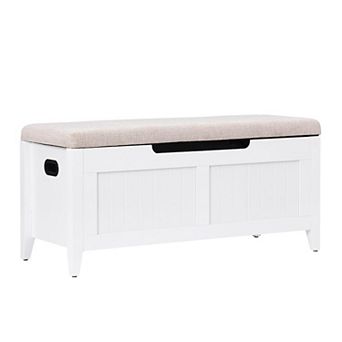 Storage Bench with Flip-Top Lid and Padded Cushion Seat