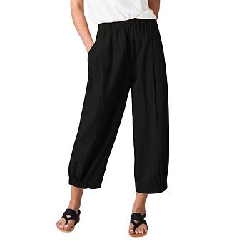 Women Casual Elastic Waist Comfy Capri Pants