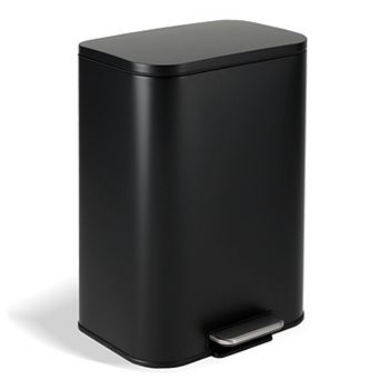 Slim Rectangular Step Trash Can with Soft-Close Lid & Removable Inner Bucket, Kitchen & Home Office