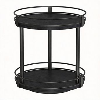 Rotating Spice Rack 2 tier Lazy Susan Organizer Wood Turntable