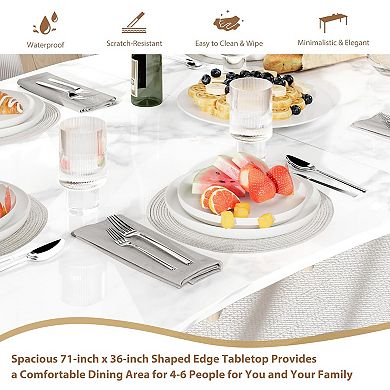 Rustic Rectangular Dining Table for 6-8, Wood Look Top with Metal Frame for Dining Room