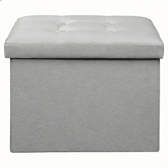 Leather Folding Storage Ottoman 17"L x 13"W x 13"H 38L