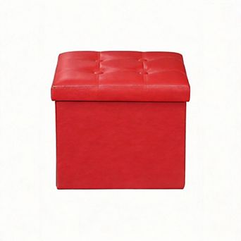 Leather Folding Storage Ottoman 17"L x 13"W x 13"H 38L