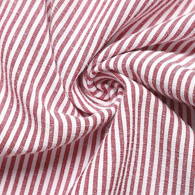 Women's Striped Button Down Shirts Long Sleeves Slim Blouses Collared Work No Pockets Tops