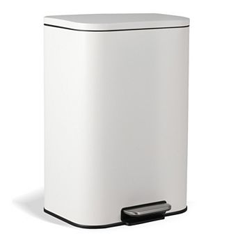 Slim Rectangular Step Trash Can with Soft-Close Lid & Removable Inner Bucket, Kitchen & Home Office