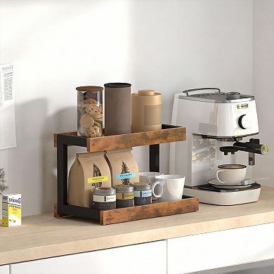 2 Tier Countertop Spice Rack Coffee Station Bathroom Shelf