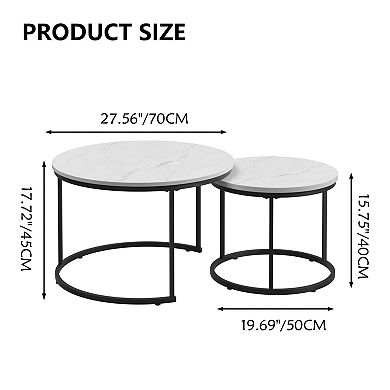 Homy Casa Round Nesting Coffee Table Set of 2 for Living Room or Small Spaces