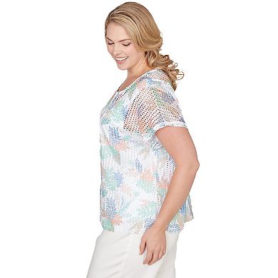 Hearts of Palm Plus Size All Sun And Games Printed Oval Texture T Sleeve Keyhole Top