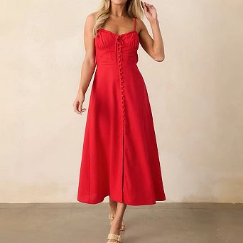 Women Backless Bodycon Dress Smocked Waist V-Neck Ruffled Hem Midi Dress