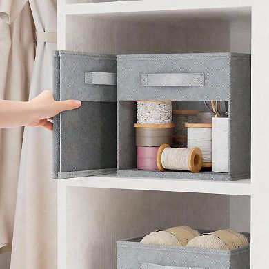 6 Pack Storage Cube Organizer Bin with Window and Handles