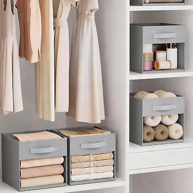 6 Pack Storage Cube Organizer Bin with Window and Handles