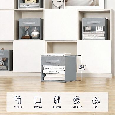 6 Pack Storage Cube Organizer Bin with Window and Handles