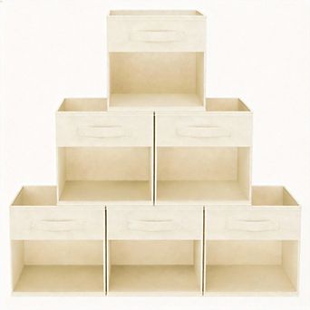6 Pack Storage Cube Organizer Bin with Window and Handles