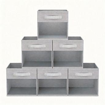 6 Pack Storage Cube Organizer Bin with Window and Handles