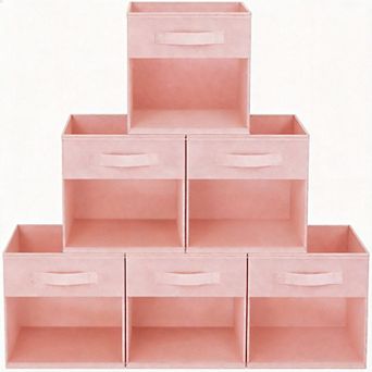 6 Pack Storage Cube Organizer Bin with Window and Handles