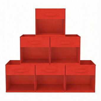 6 Pack Storage Cube Organizer Bin with Window and Handles
