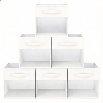 6 Pack Storage Cube Organizer Bin with Window and Handles