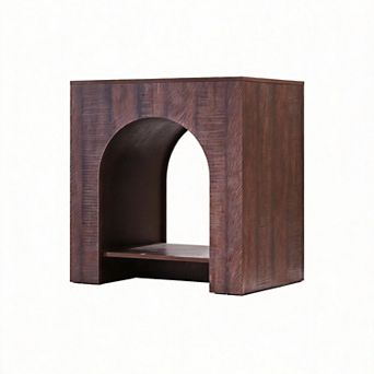22" Arched Nightstand with Type-C Charging Station USB Outlet Open Shelf