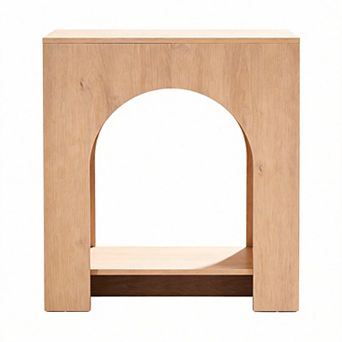 22" Arched Nightstand with Type-C Charging Station USB Outlet Open Shelf