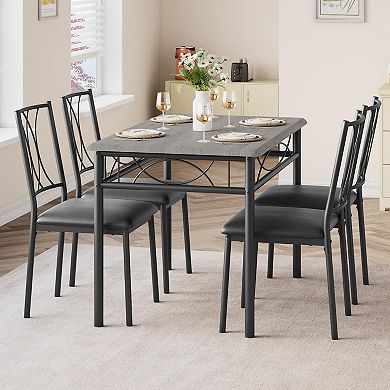 ANIXOL 5-Piece Metal and Wood Dining Set