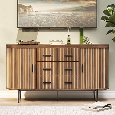 ANIXOL Fluted Sideboard Buffet Cabinet with 6 Drawers & 2 Doors