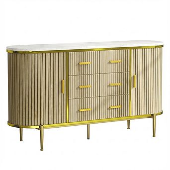 ANIXOL Fluted Sideboard Buffet Cabinet with 6 Drawers & 2 Doors