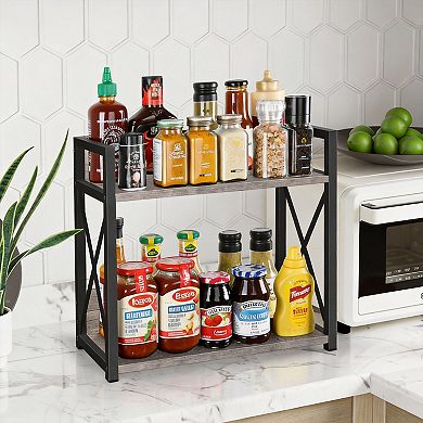 Countertop 2-Tier Coffee Station Organizer for Mugs Cups Syrup