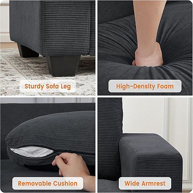 ANIXOL Modern Corduroy Cloud Sofa with Removable Washable Cover