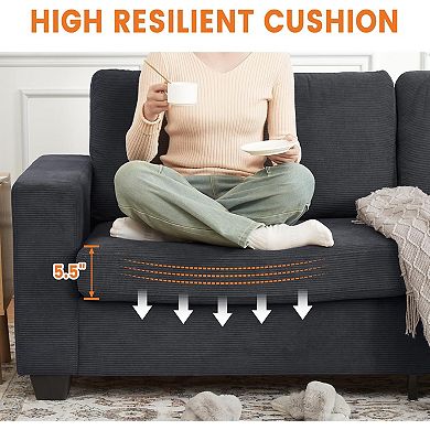 ANIXOL Modern Corduroy Cloud Sofa with Removable Washable Cover