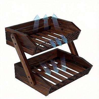 2 Tier Fruit Vegetable Bread Kitchen Counter Storage Basket