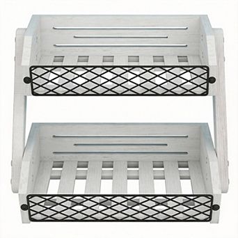 2 tier Fruit Vegetable Bread Kitchen Counter Storage Basket