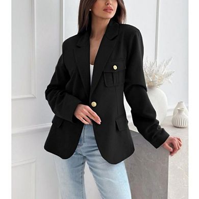 Womens Casual Stretchy Blazer Business Slim Fit Work Office Suit Jackets with Pockets