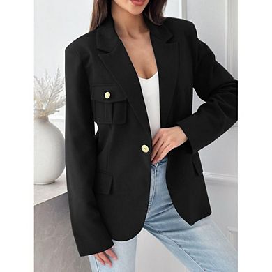 Womens Casual Stretchy Blazer Business Slim Fit Work Office Suit Jackets with Pockets
