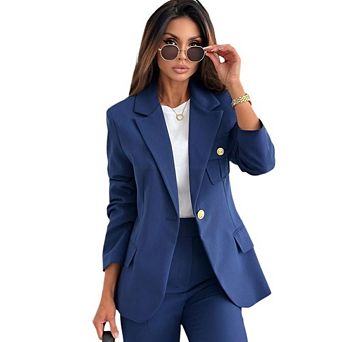 Womens Casual Stretchy Blazer Business Slim Fit Work Office Suit Jackets with Pockets