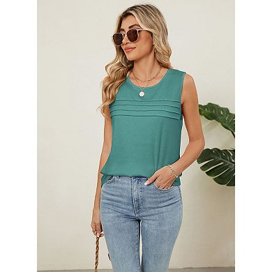 Womens Tank Tops Summer Casual Sleeveless Vest Loose Flowy Crewneck Basic Tees Tops