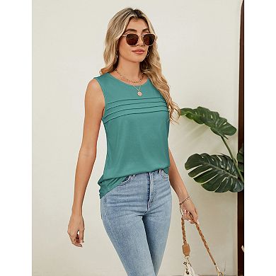 Womens Tank Tops Summer Casual Sleeveless Vest Loose Flowy Crewneck Basic Tees Tops