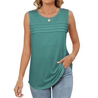 Womens Tank Tops Summer Casual Sleeveless Vest Loose Flowy Crewneck Basic Tees Tops