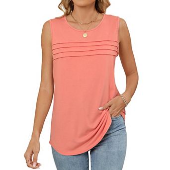 Womens Tank Tops Summer Casual Sleeveless Vest Loose Flowy Crewneck Basic Tees Tops