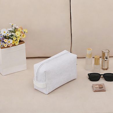 Waffle Makeup Pouch Travel Gift for Women Bridesmaid, 9×3.5×5.5 inches