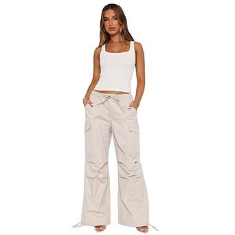 Women's Wide Leg Sweatpants Y2K Drawstring Waist Baggy Cargo Pants Casual Trousers with Pockets