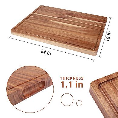 Large Acacia Wood Cutting Board, Thick Heavy Duty Wooden Chopping Board