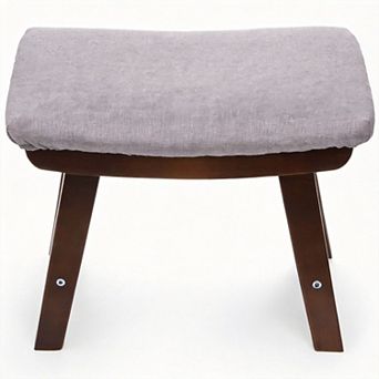 Small Padded Ottoman Wood Legs Under Desk Shoe Bench 15''L x 9.5''W x 11.4''H