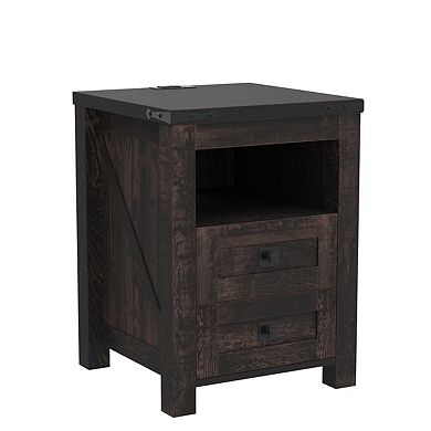 Charging Nightstand 2-Drawer End Table