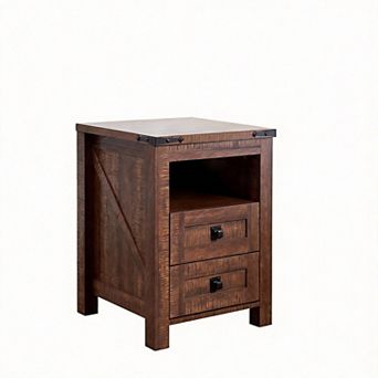 Charging Nightstand 2-Drawer End Table
