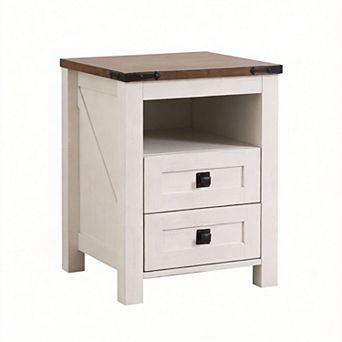 Charging Nightstand 2-Drawer End Table