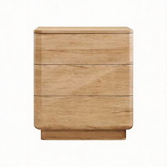 22" Modern Nightstand Charging Station Push-to-Open Handleless 3 Drawers