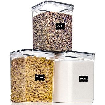 Large Airtight Food Storage Containers with Lids, 3 pc 5.2L Pantry Canisters