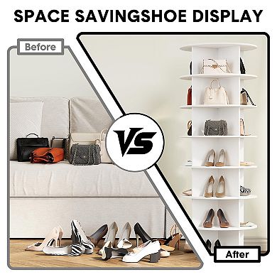 ANIXOL 7-Tier Rotating Shoe Rack, 360° Spinning Organizer for Up to 32 Pairs